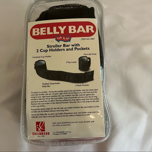 JL Childress Belly bar Stroller Organizer bar with two cup holders and pockets - Picture 2 of 7